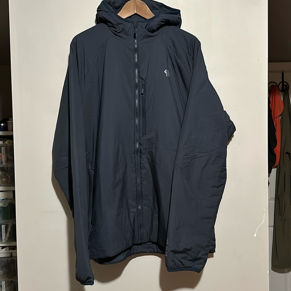 BRAND NEW Hooded Mountain Hard Wear Winter Jacket Men’s XXL 2XL Black Light